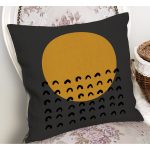 - RealHomes Dijital Baskılı Modern Yastık Kırlent Kılıfı - Realhomes Sanatsal Siyah Zemin Sarı Yuvarlak Tasarımlı Yastık Kırlent Kılıfı Realhomes