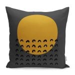 - RealHomes Dijital Baskılı Modern Yastık Kırlent Kılıfı - Realhomes Sanatsal Siyah Zemin Sarı Yuvarlak Tasarımlı Yastık Kırlent Kılıfı Realhomes