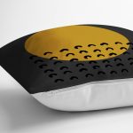 - RealHomes Dijital Baskılı Modern Yastık Kırlent Kılıfı - Realhomes Sanatsal Siyah Zemin Sarı Yuvarlak Tasarımlı Yastık Kırlent Kılıfı Realhomes