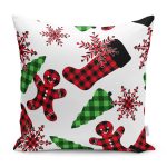- RealHomes Dijital Baskılı Modern Yastık Kırlent Kılıfı - Realhomes Yılbaşı Temalı Ekose Tasarımlı Yastık Kırlent Kılıfı Realhomes