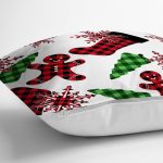 - RealHomes Dijital Baskılı Modern Yastık Kırlent Kılıfı - Realhomes Yılbaşı Temalı Ekose Tasarımlı Yastık Kırlent Kılıfı Realhomes