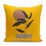 - RealHomes Dijital Baskılı Modern Yastık Kırlent Kılıfı - Realhomes Sarı Zeminli Tropik Yaprak Motifli Yastık Kırlent Kılıfı Realhomes