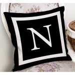 - RealHomes Dijital Baskılı Modern Yastık Kırlent Kılıfı - Realhomes Siyah Zemin Beyaz Çerçeveli N Harfi Dijital Baskılı Kırlent Kılıfı Realhomes