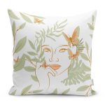 - RealHomes Dijital Baskılı Modern Yastık Kırlent Kılıfı - Realhomes Tropik Yaprak Motifli Kadın Suretli Dijital Baskılı Yastık Kırlent Kılıfı Realhomes