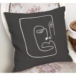 - RealHomes Dijital Baskılı Modern Yastık Kırlent Kılıfı - Realhomes Koyu Gri One Line Çizimli Dijital Baskılı Yastık Kırlent Kılıfı Realhomes