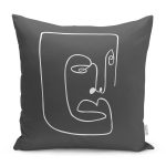 - RealHomes Dijital Baskılı Modern Yastık Kırlent Kılıfı - Realhomes Koyu Gri One Line Çizimli Dijital Baskılı Yastık Kırlent Kılıfı Realhomes