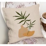- RealHomes Dijital Baskılı Modern Yastık Kırlent Kılıfı - Realhomes Krem Zeminli Tropik Yaprak Motifli Yastık Kırlent Kılıfı Realhomes