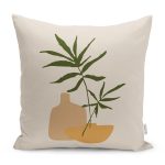 - RealHomes Dijital Baskılı Modern Yastık Kırlent Kılıfı - Realhomes Krem Zeminli Tropik Yaprak Motifli Yastık Kırlent Kılıfı Realhomes