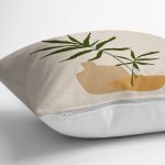 - RealHomes Dijital Baskılı Modern Yastık Kırlent Kılıfı - Realhomes Krem Zeminli Tropik Yaprak Motifli Yastık Kırlent Kılıfı Realhomes