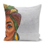 - RealHomes Dijital Baskılı Modern Yastık Kırlent Kılıfı - Realhomes Etnik Afrika Kadın Tasarımlı Dijital Baskılı Yastık Kırlent Kılıfı Realhomes