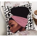 - RealHomes Dijital Baskılı Modern Yastık Kırlent Kılıfı - Realhomes Geometrik Zeminli Siyahi Kadın Figürlü Dekoratif Yastık Kırlent Kılıfı Realhomes