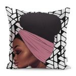 - RealHomes Dijital Baskılı Modern Yastık Kırlent Kılıfı - Realhomes Geometrik Zeminli Siyahi Kadın Figürlü Dekoratif Yastık Kırlent Kılıfı Realhomes