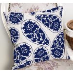 - RealHomes Dijital Baskılı Modern Yastık Kırlent Kılıfı - Realhomes Mavi Çini Motifli Gül Tasarımlı Yastık Kırlent Kılıfı Realhomes