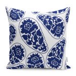 - RealHomes Dijital Baskılı Modern Yastık Kırlent Kılıfı - Realhomes Mavi Çini Motifli Gül Tasarımlı Yastık Kırlent Kılıfı Realhomes