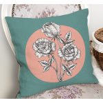 - RealHomes Dijital Baskılı Modern Yastık Kırlent Kılıfı - Realhomes Turkuaz Pudra Zeminli Gül Motifli Yastık Kırlent Kılıfı Realhomes