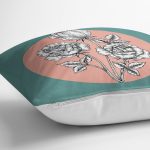 - RealHomes Dijital Baskılı Modern Yastık Kırlent Kılıfı - Realhomes Turkuaz Pudra Zeminli Gül Motifli Yastık Kırlent Kılıfı Realhomes