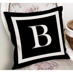 - RealHomes Dijital Baskılı Modern Yastık Kırlent Kılıfı - Realhomes Siyah Zemin Beyaz Çerçeveli B Harfi Dijital Baskılı Kırlent Kılıfı Realhomes