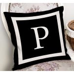 - RealHomes Dijital Baskılı Modern Yastık Kırlent Kılıfı - Realhomes Siyah Zemin Beyaz Çerçeveli P Harfi Dijital Baskılı Kırlent Kılıfı Realhomes
