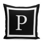 - RealHomes Dijital Baskılı Modern Yastık Kırlent Kılıfı - Realhomes Siyah Zemin Beyaz Çerçeveli P Harfi Dijital Baskılı Kırlent Kılıfı Realhomes
