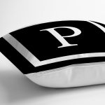 - RealHomes Dijital Baskılı Modern Yastık Kırlent Kılıfı - Realhomes Siyah Zemin Beyaz Çerçeveli P Harfi Dijital Baskılı Kırlent Kılıfı Realhomes