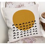 - RealHomes Dijital Baskılı Modern Yastık Kırlent Kılıfı - Realhomes Sanatsal Beyaz Zemin Sarı Yuvarlak Tasarımlı Yastık Kırlent Kılıfı Realhomes