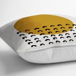 - RealHomes Dijital Baskılı Modern Yastık Kırlent Kılıfı - Realhomes Sanatsal Beyaz Zemin Sarı Yuvarlak Tasarımlı Yastık Kırlent Kılıfı Realhomes