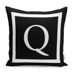 - RealHomes Dijital Baskılı Modern Yastık Kırlent Kılıfı - Realhomes Siyah Zemin Beyaz Çerçeveli Q Harfi Dijital Baskılı Kırlent Kılıfı Realhomes