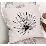 - RealHomes Dijital Baskılı Modern Yastık Kırlent Kılıfı - Realhomes Siyah Beyaz Yaprak Tasarımlı Dekoratif Yastık Kırlent Kılıfı Realhomes