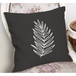 - RealHomes Dijital Baskılı Modern Yastık Kırlent Kılıfı - Realhomes Siyah Zemin Yaprak Çizimli Dijital Baskılı Yastık Kırlent Kılıfı Realhomes