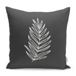 - RealHomes Dijital Baskılı Modern Yastık Kırlent Kılıfı - Realhomes Siyah Zemin Yaprak Çizimli Dijital Baskılı Yastık Kırlent Kılıfı Realhomes