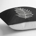 - RealHomes Dijital Baskılı Modern Yastık Kırlent Kılıfı - Realhomes Siyah Zemin Yaprak Çizimli Dijital Baskılı Yastık Kırlent Kılıfı Realhomes