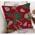 - RealHomes Dijital Baskılı Modern Yastık Kırlent Kılıfı - Realhomes Ekose Zeminli Yılbaşı Temalı Dijital Baskılı Modern Yastık Kırlent Kılıfı Realhomes