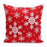 - RealHomes Dijital Baskılı Modern Yastık Kırlent Kılıfı - Realhomes Kırmızı Zemin Kar Tanesi Özel Tasarım Yılbaşı Temalı Yastık Kırlent Kılıfı Realhomes