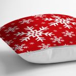 - RealHomes Dijital Baskılı Modern Yastık Kırlent Kılıfı - Realhomes Kırmızı Zemin Kar Tanesi Özel Tasarım Yılbaşı Temalı Yastık Kırlent Kılıfı Realhomes
