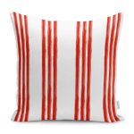 - RealHomes Dijital Baskılı Modern Yastık Kırlent Kılıfı - Realhomes Kırmızı Çizgili Dijital Baskılı Dekoratif Yastık Kırlent Kılıfı Realhomes