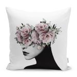 - RealHomes Dijital Baskılı Modern Yastık Kırlent Kılıfı - Realhomes Gül Temalı Kadın Figürlü Özel Tasarım Yastık Kırlent Kılıfı Realhomes