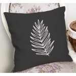 - RealHomes Dijital Baskılı Modern Yastık Kırlent Kılıfı - Realhomes Siyah Zemin Tropik Yaprak Çizimli Modern Yastık Kırlent Kılıfı Realhomes