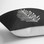 - RealHomes Dijital Baskılı Modern Yastık Kırlent Kılıfı - Realhomes Siyah Zemin Tropik Yaprak Çizimli Modern Yastık Kırlent Kılıfı Realhomes