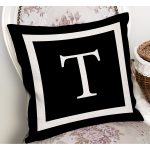 - RealHomes Dijital Baskılı Modern Yastık Kırlent Kılıfı - Realhomes Siyah Zemin Beyaz Çerçeveli T Harfi Dijital Baskılı Kırlent Kılıfı Realhomes