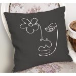 - RealHomes Dijital Baskılı Modern Yastık Kırlent Kılıfı - Realhomes Koyu Gri Zeminli Oneline Çizimli Dekoratif Yastık Kırlent Kılıfı Realhomes