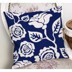- RealHomes Dijital Baskılı Modern Yastık Kırlent Kılıfı - Realhomes Lacivert Zeminli Beyaz Tropik Yaprak Motifli Yastık Kırlent Kılıfı Realhomes