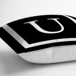 - RealHomes Dijital Baskılı Modern Yastık Kırlent Kılıfı - Realhomes Siyah Zemin Beyaz Çerçeveli U Harfi Dijital Baskılı Kırlent Kılıfı Realhomes