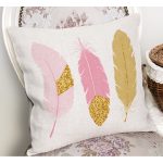 - RealHomes Dijital Baskılı Modern Yastık Kırlent Kılıfı - Realhomes Gold Detaylı Renkli Tüy Tasarımlı Modern Yastık Kırlent Kılıfı Realhomes