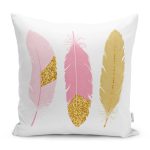 - RealHomes Dijital Baskılı Modern Yastık Kırlent Kılıfı - Realhomes Gold Detaylı Renkli Tüy Tasarımlı Modern Yastık Kırlent Kılıfı Realhomes