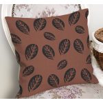 - RealHomes Dijital Baskılı Modern Yastık Kırlent Kılıfı - Realhomes Kahve Zeminli Yaprak Tasarımlı Dijital Baskılı Kırlent Kılıfı Realhomes