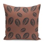 - RealHomes Dijital Baskılı Modern Yastık Kırlent Kılıfı - Realhomes Kahve Zeminli Yaprak Tasarımlı Dijital Baskılı Kırlent Kılıfı Realhomes