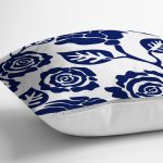 - RealHomes Dijital Baskılı Modern Yastık Kırlent Kılıfı - Realhomes Beyaz Zeminli Lacivert Gül Tasarımlı Modern Yastık Kırlent Kılıfı Realhomes