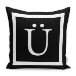 - RealHomes Dijital Baskılı Modern Yastık Kırlent Kılıfı - Realhomes Siyah Zemin Beyaz Çerçeveli Ü Harfi Dijital Baskılı Kırlent Kılıfı Realhomes