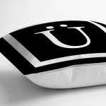 - RealHomes Dijital Baskılı Modern Yastık Kırlent Kılıfı - Realhomes Siyah Zemin Beyaz Çerçeveli Ü Harfi Dijital Baskılı Kırlent Kılıfı Realhomes