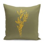 - RealHomes Dijital Baskılı Modern Yastık Kırlent Kılıfı - Realhomes Yeşil Zeminli Sarı Onedraw Çizimli Dekoratif Yastık Kırlent Kılıfı Realhomes